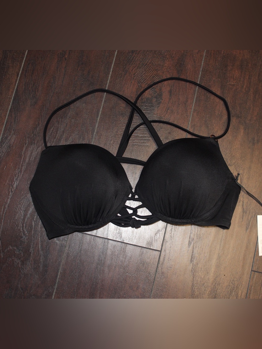 Black Strappy Push-Up Bikini Top